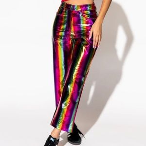 Supernova Metallic Rainbow Straight Leg Pants